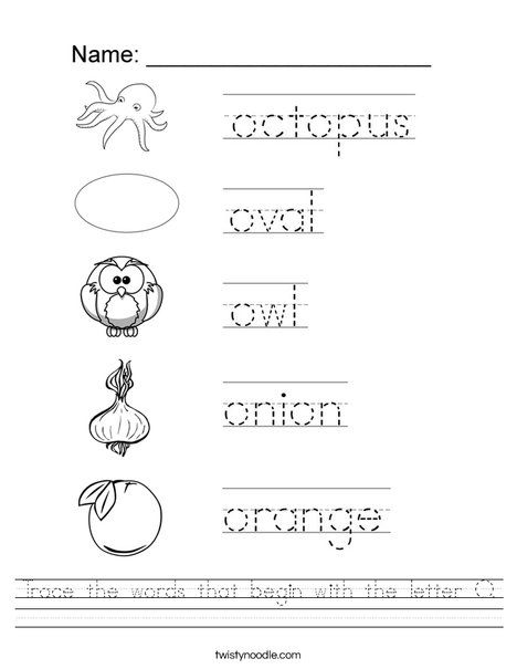 worksheet for beginning and ending the letter o with pictures to print out on