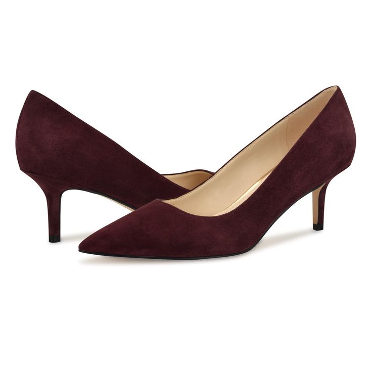 PRICES MAY VARY. Elevate your wardrobe in the Nine West Arlene dress pumps. This pump features a fashionable kitten heel and trendy pointy toe that adds an extra wow factor to your everyday heel. Founded in 1978, Nine West empowers women to take on the world in style, from day to night. Pointy Toe ; Slip-on Closure Suede Upper 2.4" heel height Plum Color Dress, Plum Colored Dresses, Everyday Heels, Burgundy Flats, Womens Shoes High Heels, Color Rojo, Pump Dress, Nine West Shoes, Kitten Heel