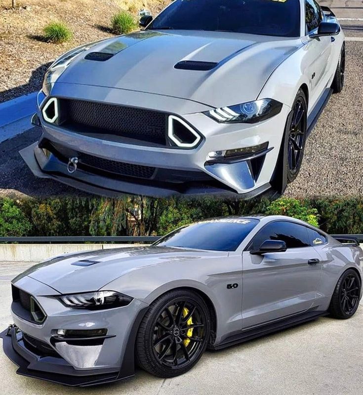 two different views of the same car, one is silver and the other is black