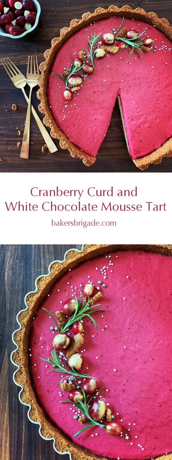 a pie with cranberry curd and white chocolate mousse tart