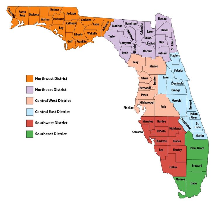 a map of the state of florida with all states and their major cities on it