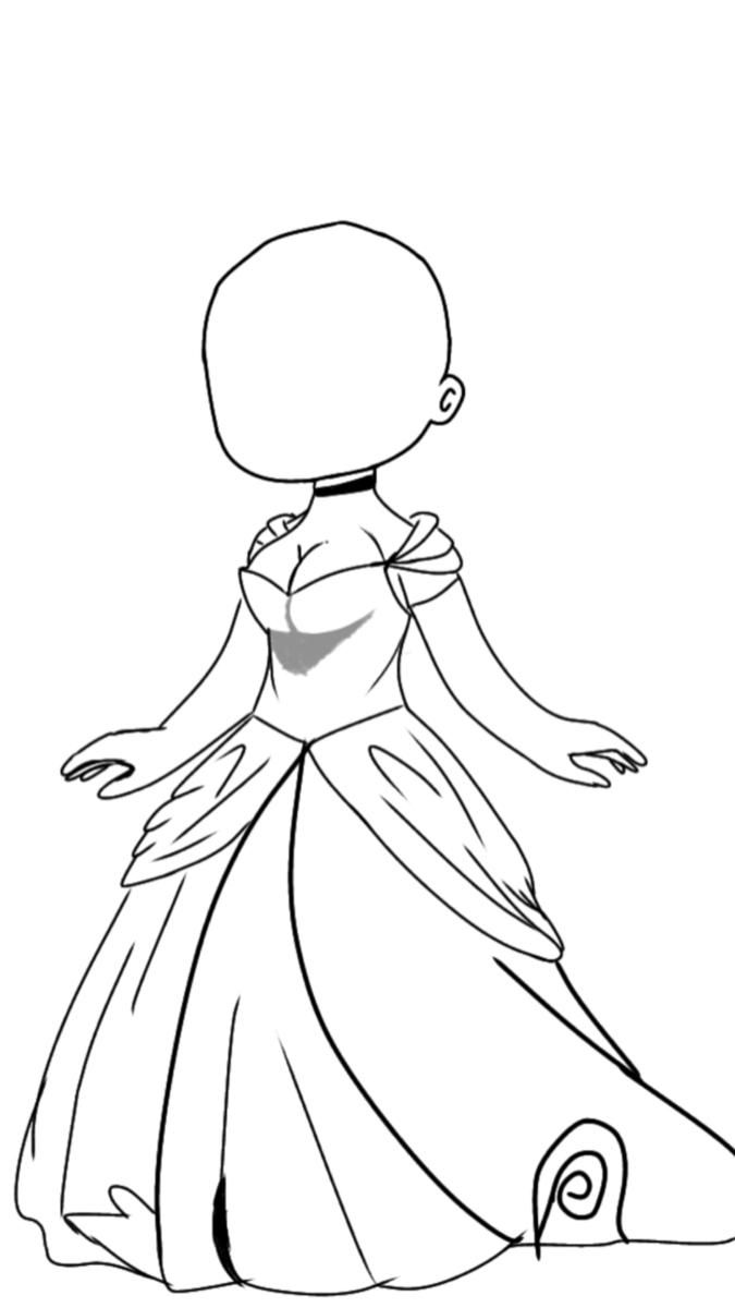 the princess in her dress coloring page