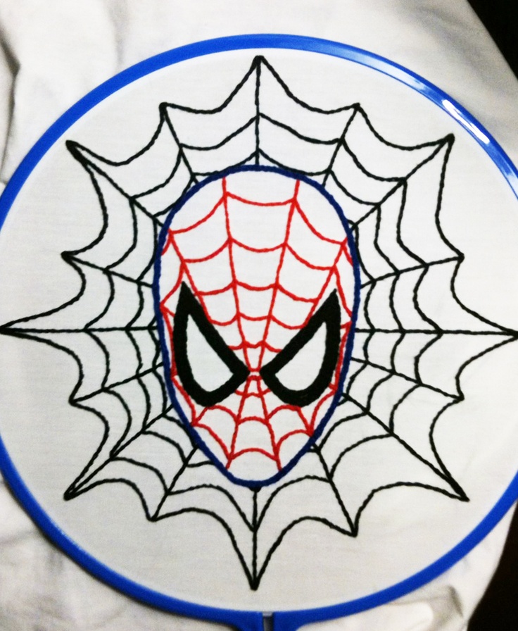 a spiderman face drawn on a white shirt