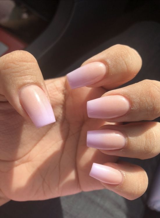 Light Purple Nails Ideas, Lilac Wedding Nails For Bride, Lavender Ombré Nails, Hombre Purple Nails, Lilac Ombre Nails Short, Lilac Nails Ombre, Purple Translucent Nails, Purple Nails Dip, Light Purple Ombre Nails