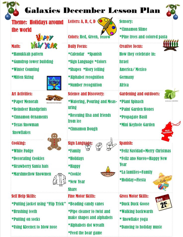 a christmas lesson plan with pictures and words