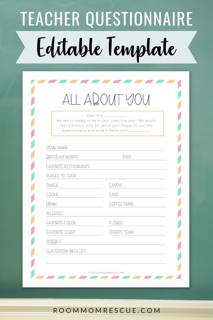 a teacher's printable editable template with the text, all about you