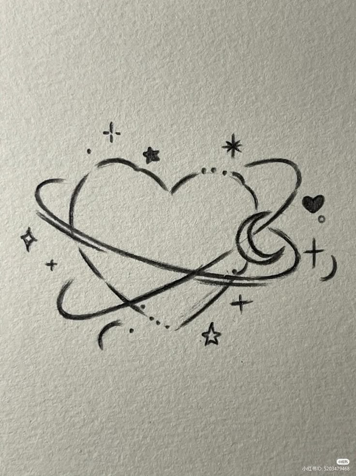 a drawing of a heart with stars on it