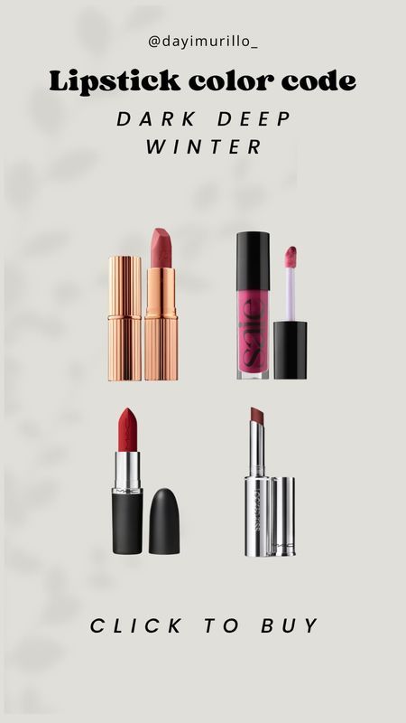 Cool Winter Lipstick Colors, Deep Winter Lipstick Colors, Deep Winter Lipstick, Dark Winter Makeup Looks, Dark Winter Lipstick, Deep Winter Makeup Looks, Dark Winter Makeup, Deep Winter Makeup, Winter Lipstick Colors