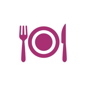 a fork, knife and plate on a white background