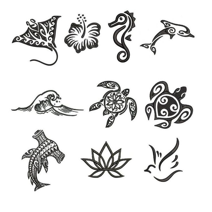 some tattoos that have different designs on them