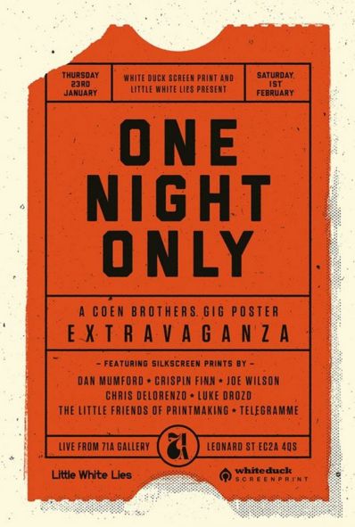 an orange and black poster with the words one night only written in bold font on it