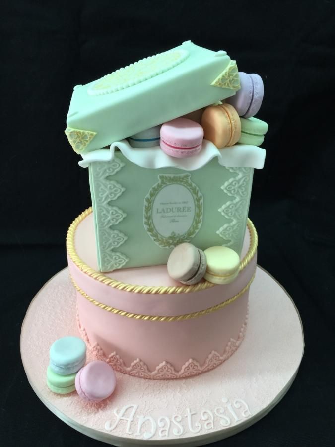 there is a cake that has macaroons on it