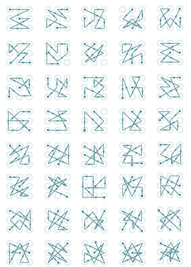 the letters and numbers that are drawn in blue ink on white paper, with lines running through them