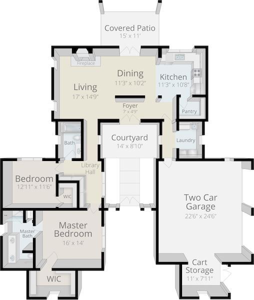 the floor plan for a two story home with three car garages and an attached living room