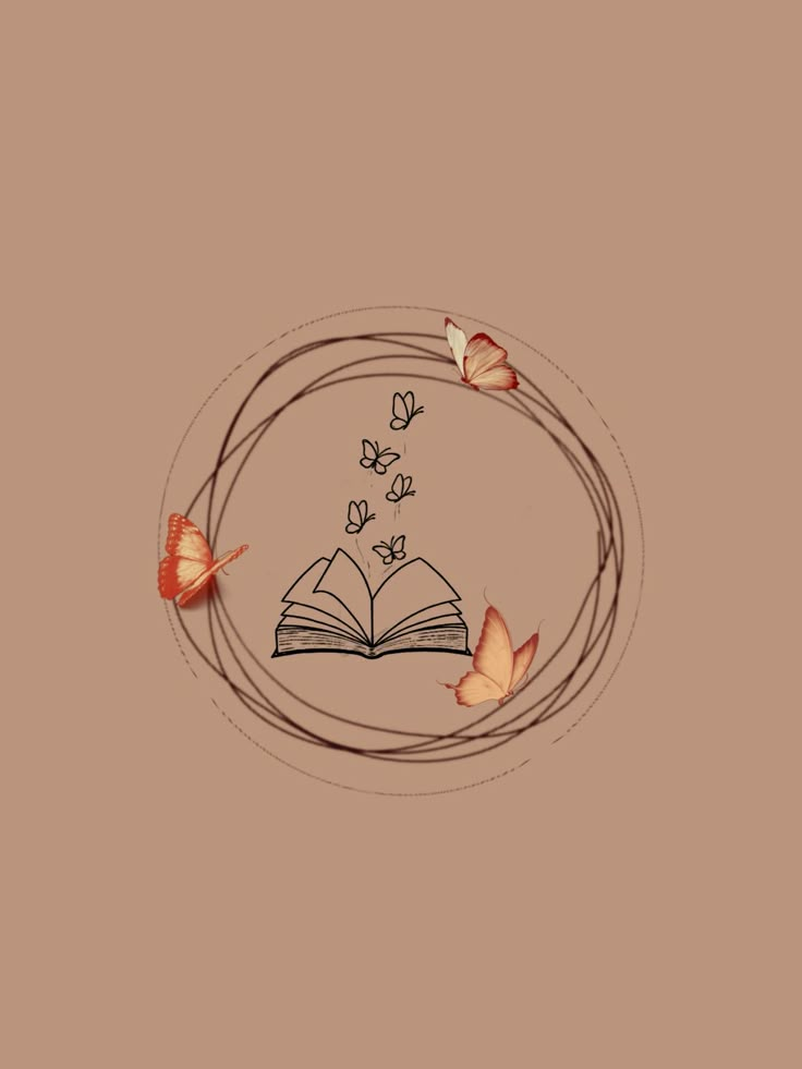 an open book with butterflies flying around it