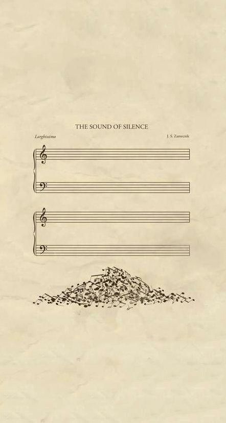 an old sheet with music notes on it and the words,'the sound of silence '