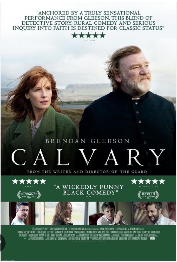 a movie poster for the film calvary with two people standing next to each other