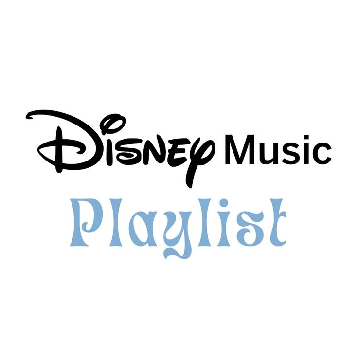 the disney music playlist logo is shown in black and blue on a white background