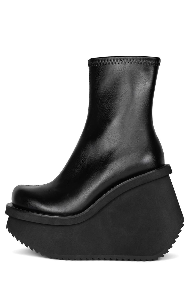 CONSTRUCTS Jeffrey Campbell Black 5 Platform Boots Aesthetic, Platform Knee Boots, Jeffrey Campbell Heels, Street Accessories, Boot Fits, Open Toe Boots, Platform Boots Chunky, Fashion Aesthetics, Total Black