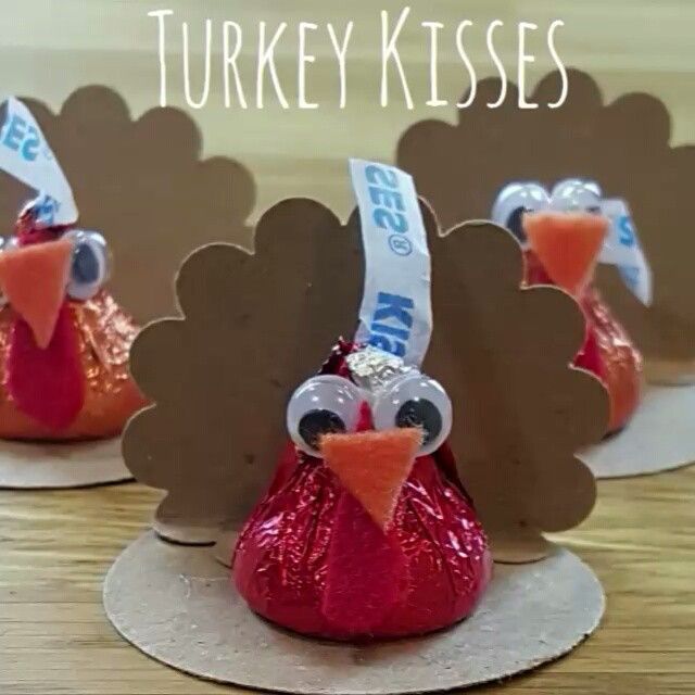 three turkey kisses are sitting on top of each other