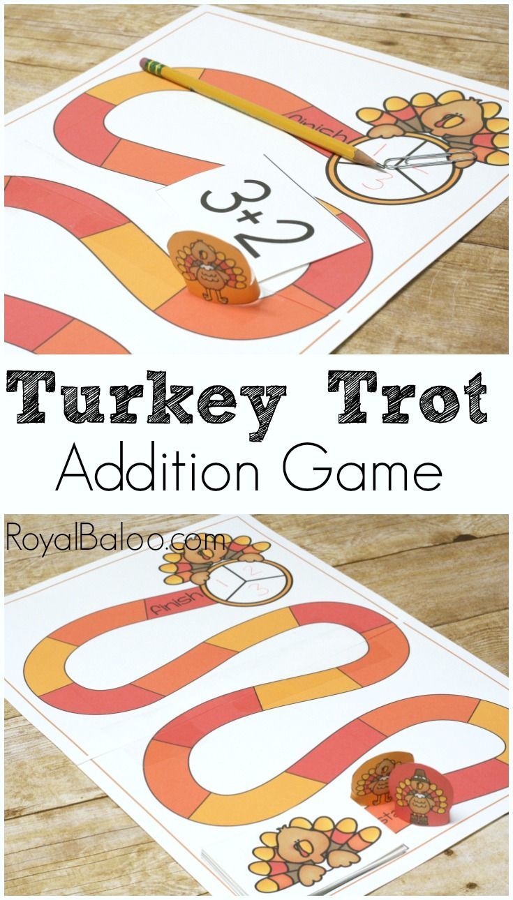 turkey trot addition game for kids to play with