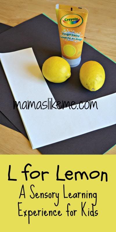 lemons and glue sitting on top of a paper with the words l for lemon