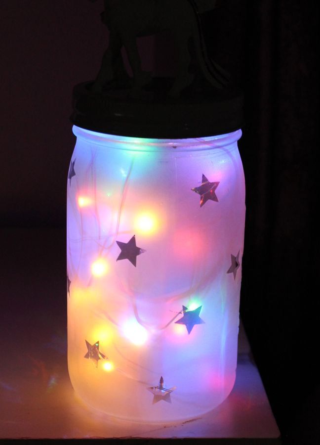 a jar with some lights inside of it