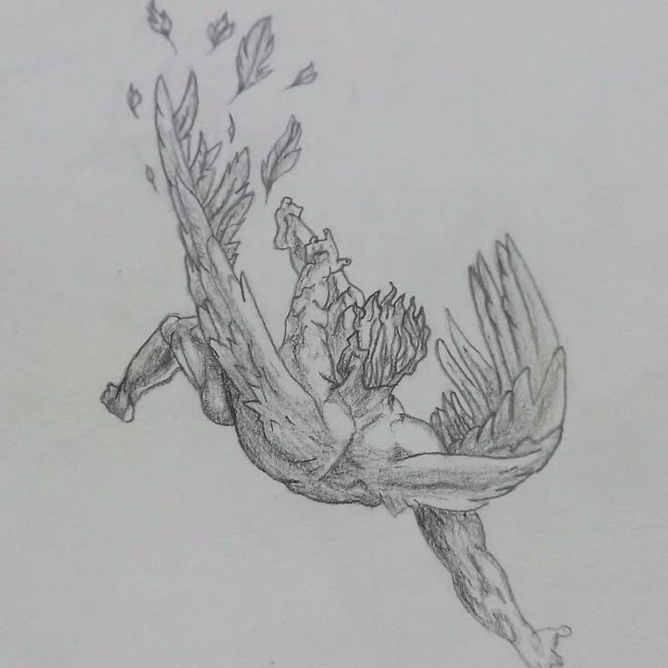 Beautiful angel Fallen Angel Tattoo Simple, Falling Angel Reference, Tattoo Ideas Fallen Angel, Tattoos Fallen Angel, Fallen Angel Sketch Pencil Drawings, Fallen Angel Art Draw, Falling Lucifer Tattoo, Lucifer Fallen Angel Art Tattoo, Fallen Angel Drawing Pencil