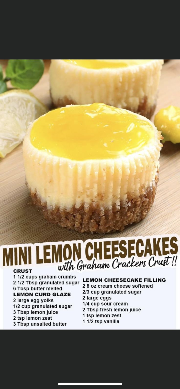 mini lemon cheesecakes with graham crackers crust