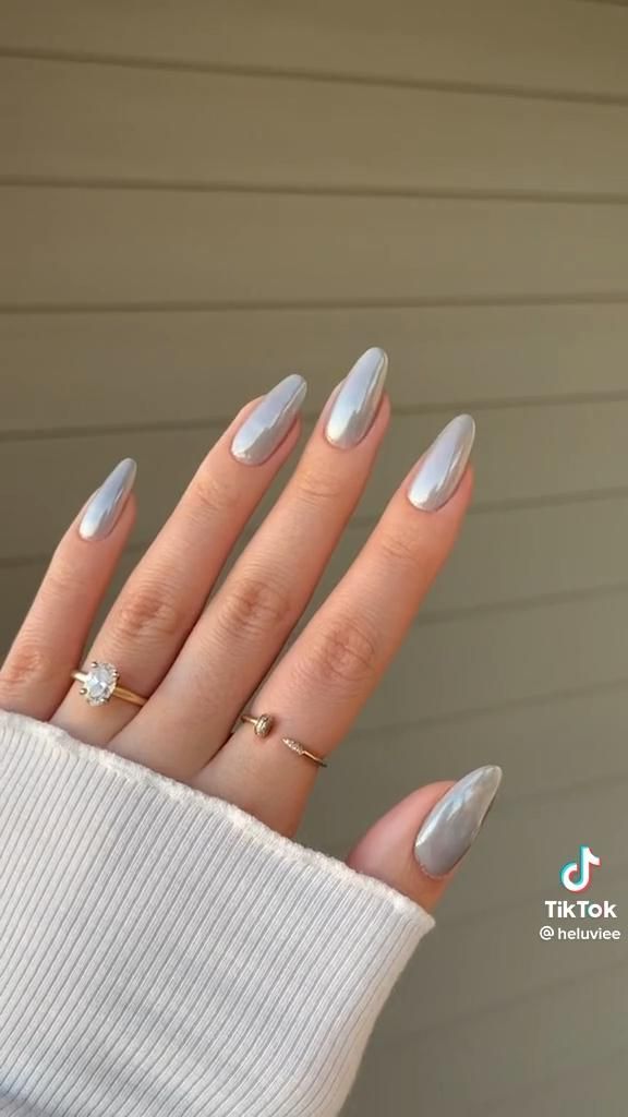 Nail Nail Designs, Chrome Nail Polish, Nails Chrome, Casual Nails, Blush Nails, Pearl Nails, Designs Nail, Nail Nail, Silver Nails