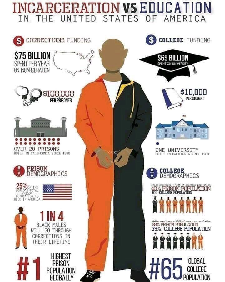 an info poster showing the differences between black and white men in college graduation gowns