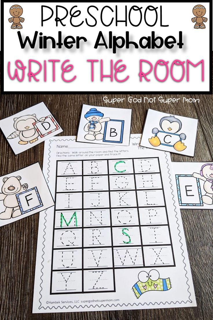 the winter alphabet write the room game