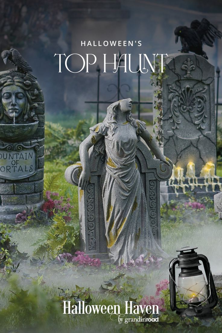 halloween's top hunt poster with an image of a statue and cemetery in the background