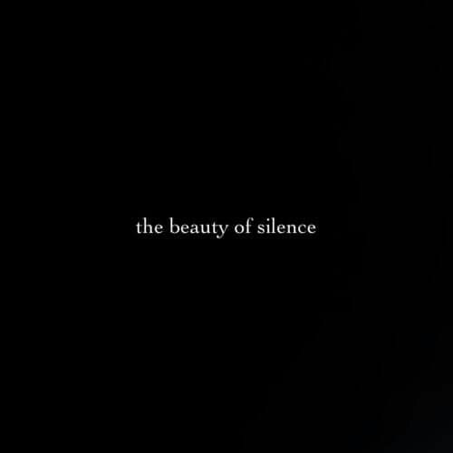 the beauty of silence written in white on a black background