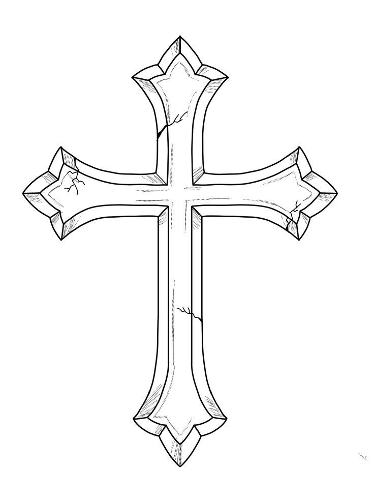 the cross is drawn in black and white