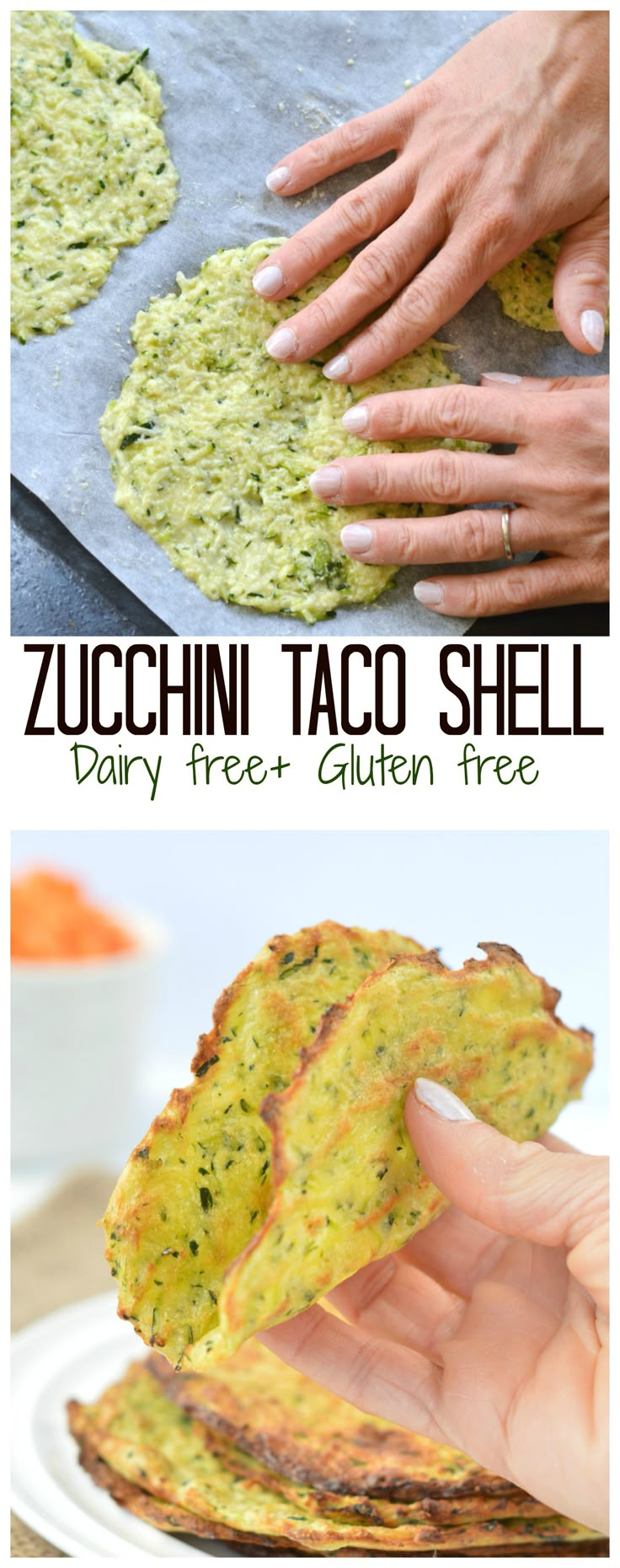 zucchini taco shell is cut in half and served on a plate