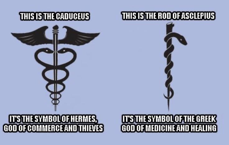 two medical symbols with captioning about the same thing in each one's life