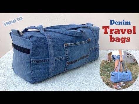 the denim travel bag is made from an old pair of jeans