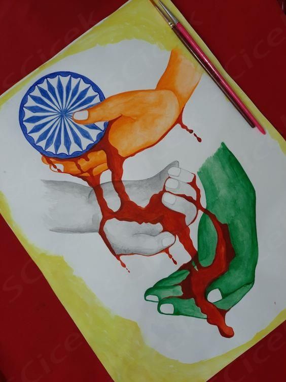 Independence Day Painting Ideas, Independence Day Painting, Unity Drawing, Save Water Poster Drawing, Day Painting Ideas, Art Competition Ideas, Independence Day Drawing, Independence Day Poster, Flag Drawing