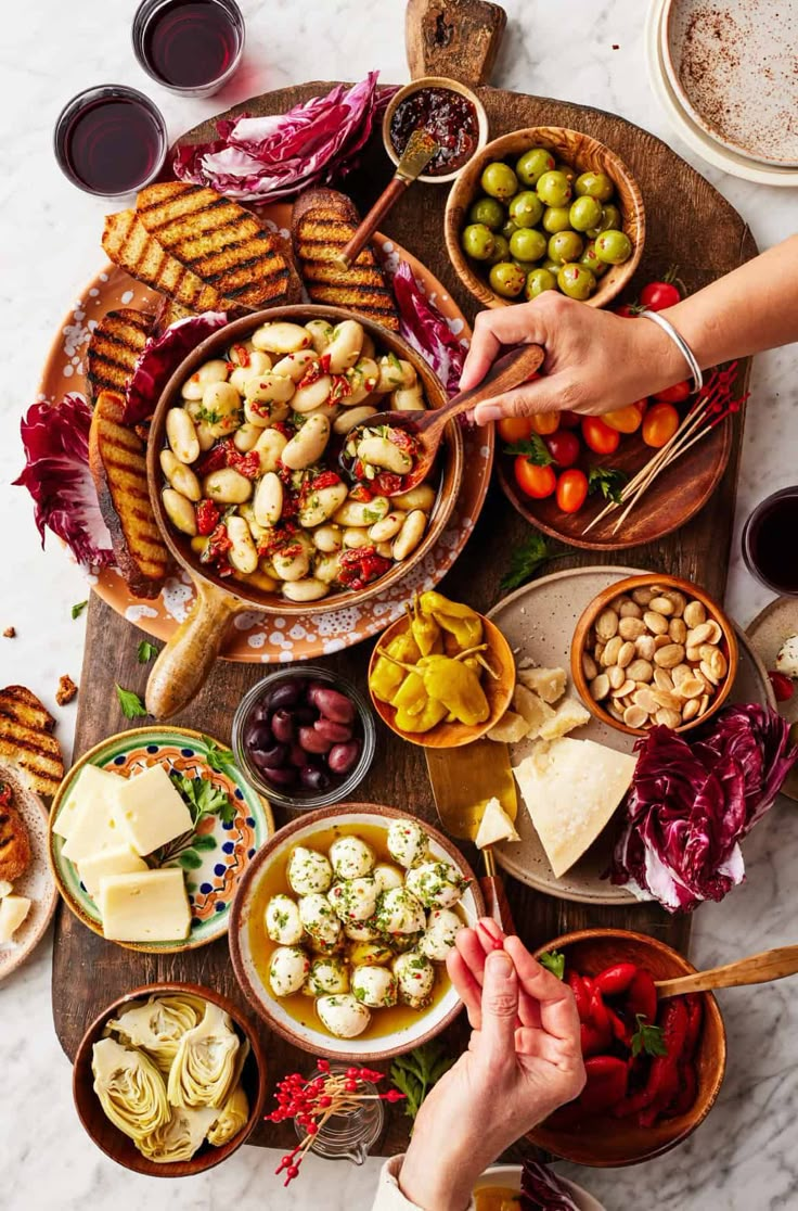 a table filled with different types of food