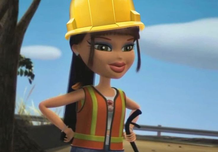 a cartoon character wearing a hard hat and carrying a tool