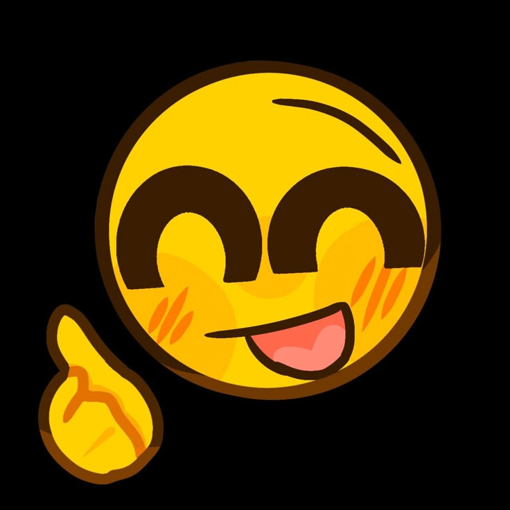 an emoticive smiley face with two thumbs up and one hand on the side