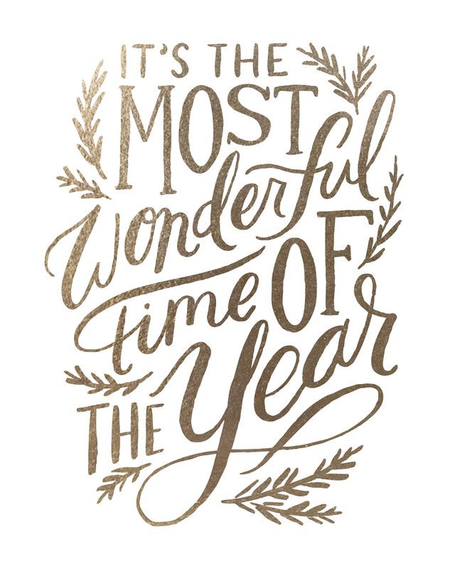 it's the most wonderful time of the year to be happy with this hand lettered card