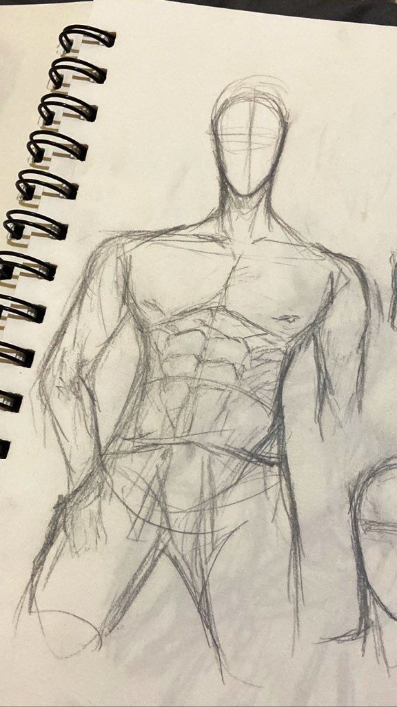 a pencil drawing of a man's torso