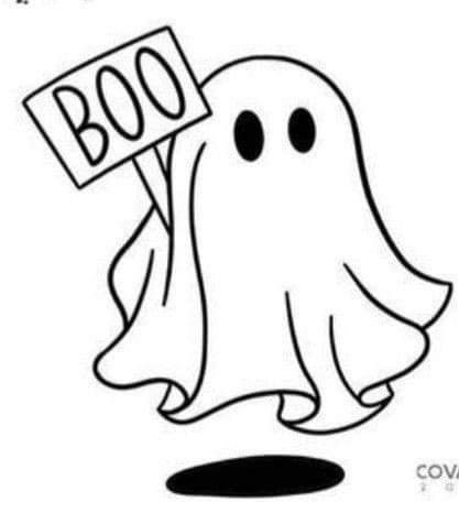 a ghost holding a sign that says boo