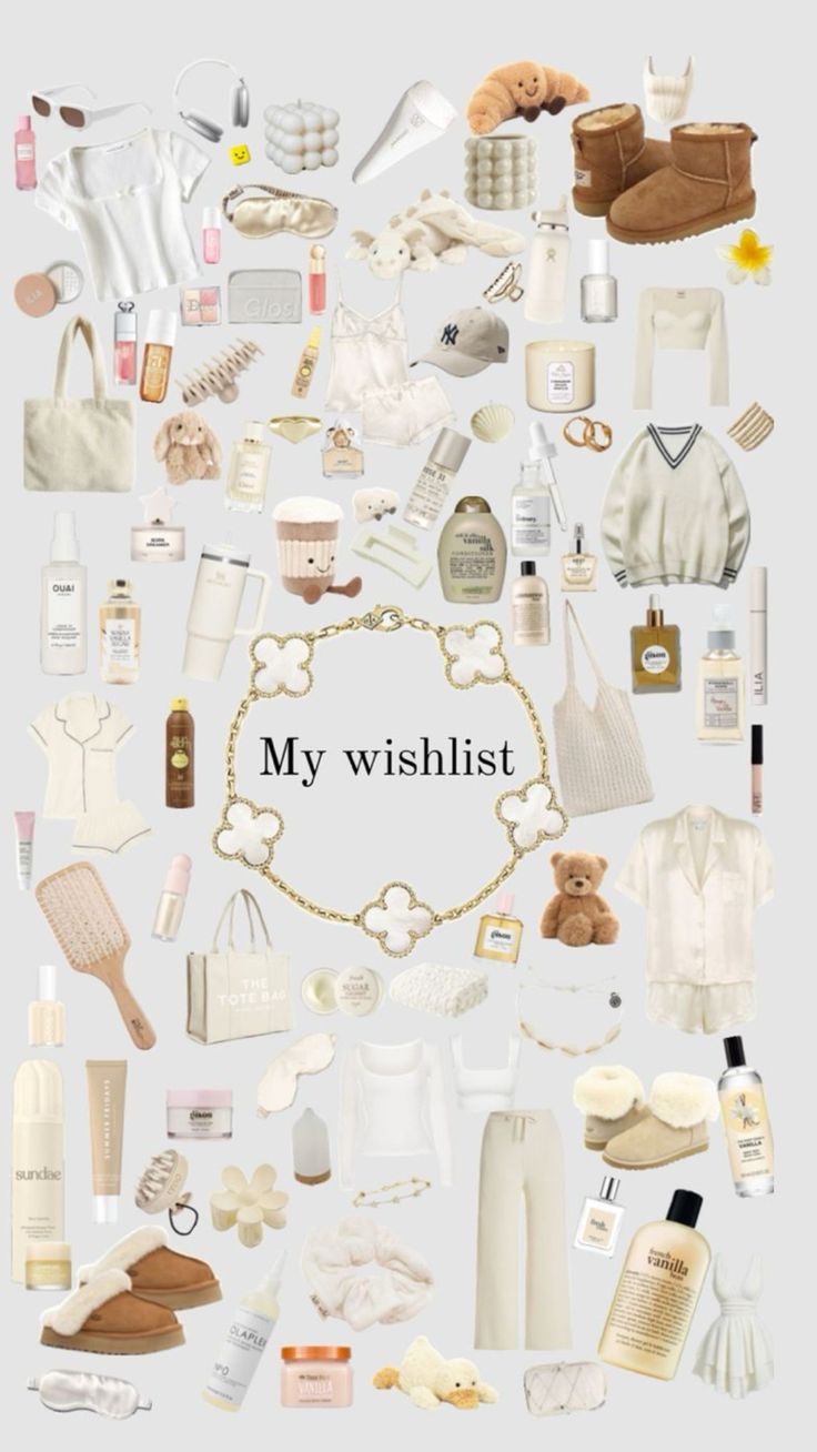 the words my wishlist surrounded by many different items