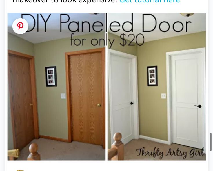 two pictures of the same door in different rooms, one is painted green and the other is white