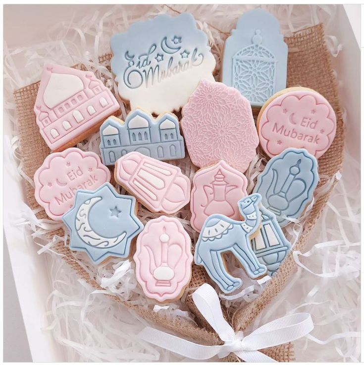 decorated cookies in a gift box for someone's baby shower or special occasion to be