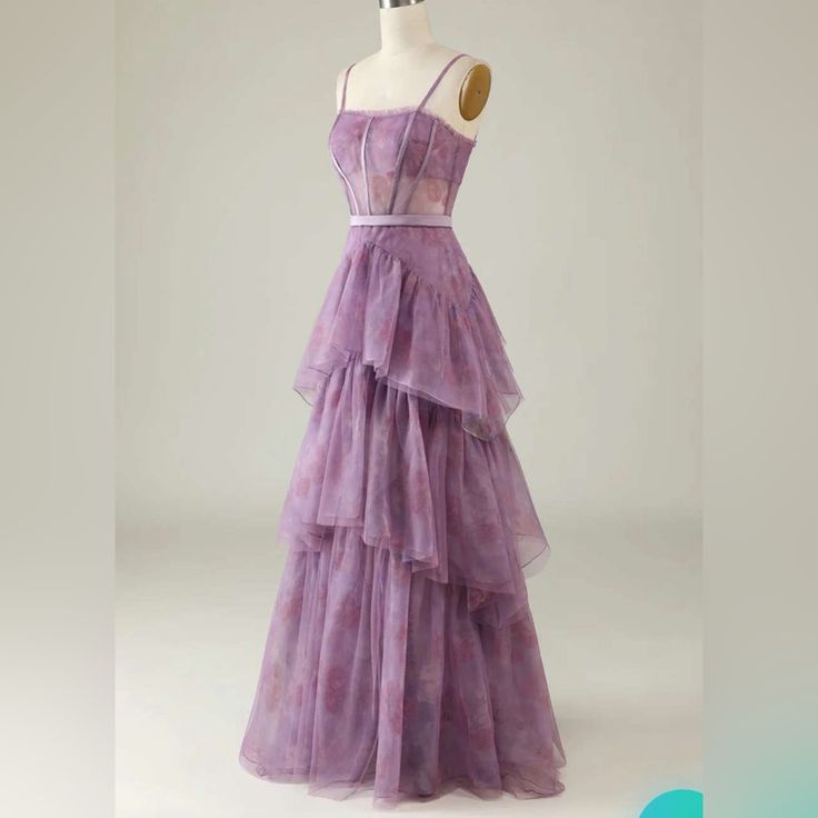 Purple Fitted Tiered Maxi Dress, Purple Ruffled Prom Dresses, Purple Tiered Dress For Wedding, Purple Prom Dress With Ruffles, Purple Floor-length Dress With Ruffles, Purple Floor-length Evening Dress With Ruffles, Purple Fitted Tiered Dress, Purple Floor-length Ruffled Dress, Purple Floor-length Ruffled Evening Dress