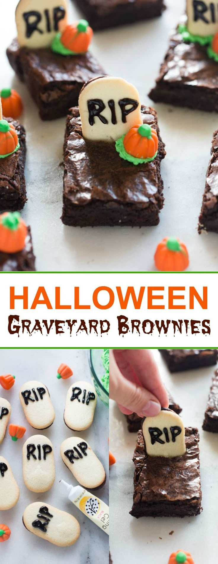 halloween graveyard brownies with tombstones on them